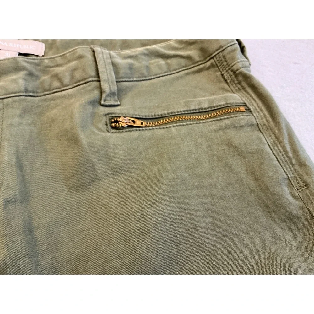 Banana Republic Pants Womens‎ 8A Green Twill Zip Leg Skinny Whispering Pine